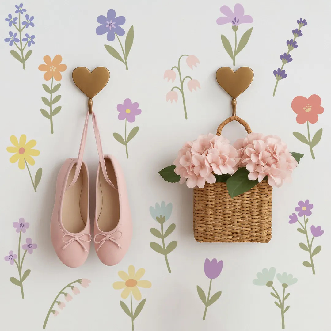 floral wall decals Peel and Stick for Nursery wall decor Wildflower nursery wall decals, Flower s... | Etsy (US)