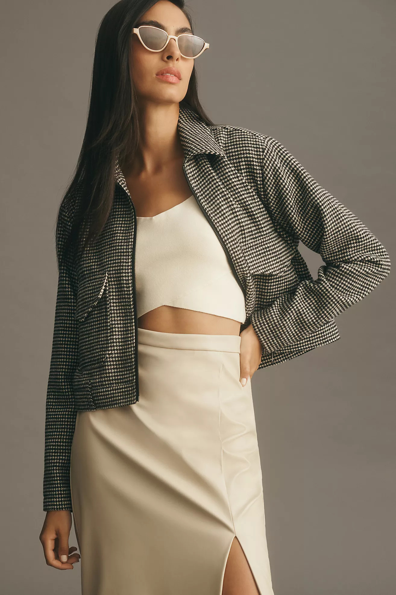 Bella Dahl Houndstooth Cropped Jacket | Anthropologie (US)
