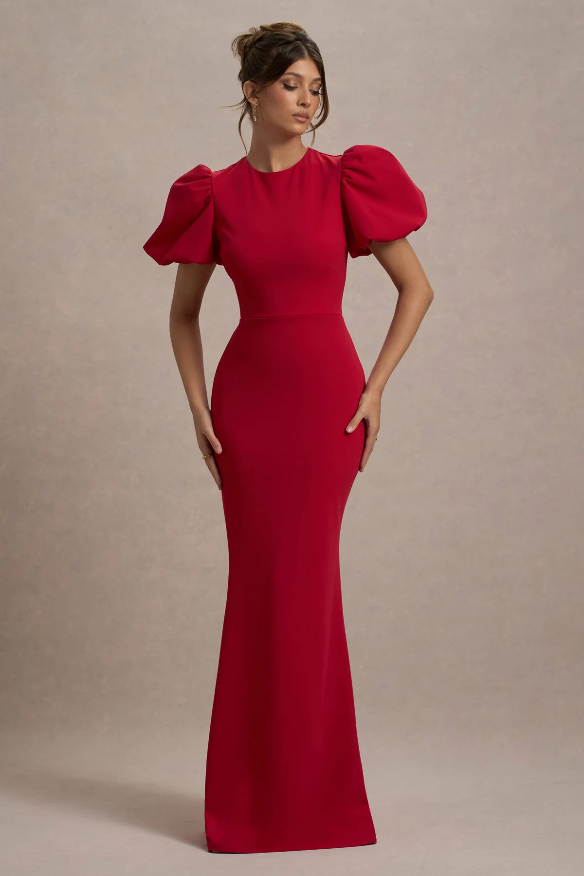 Love Letters | Red Puff-Sleeve Maxi Dress | Club L London