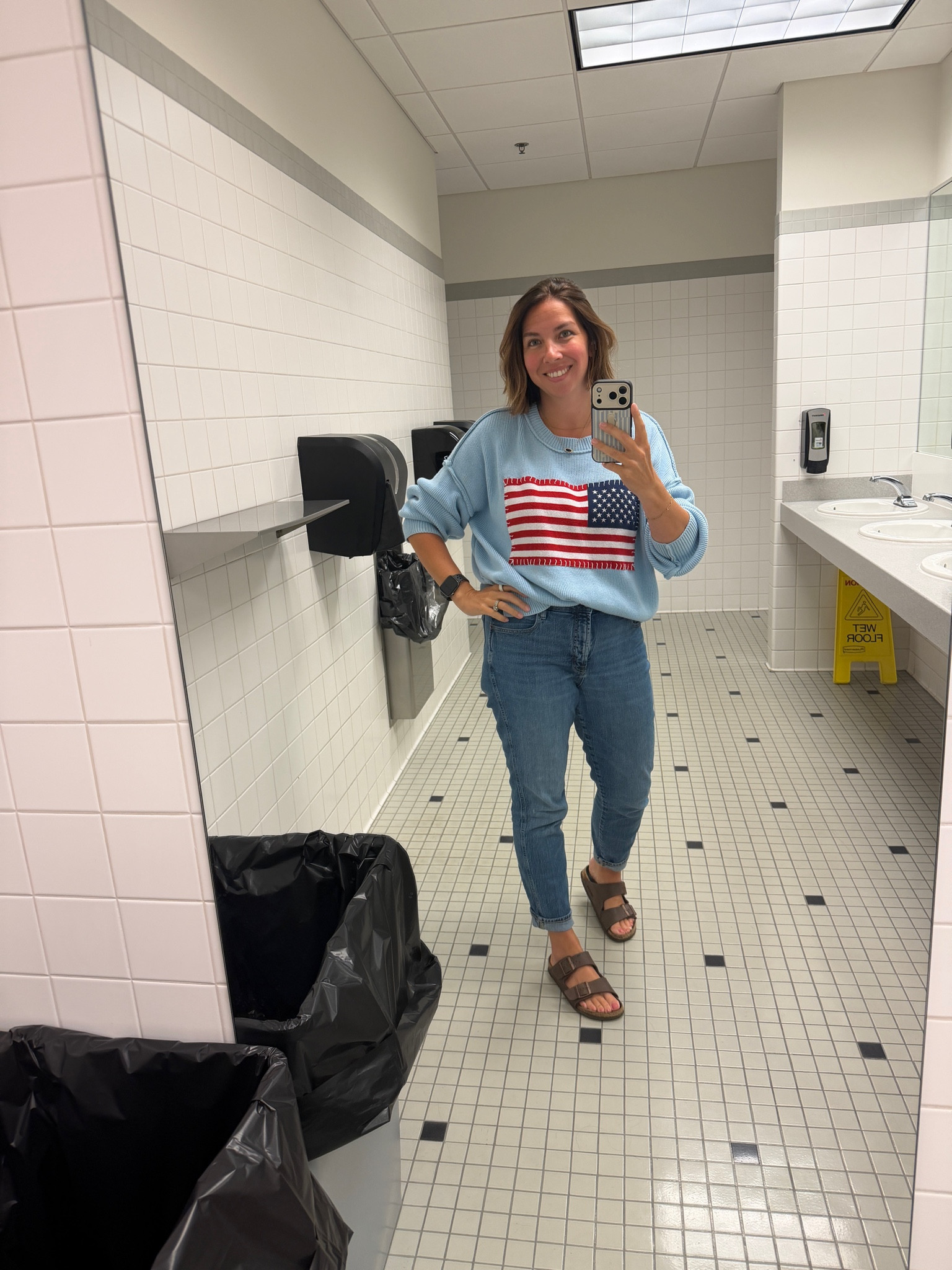 Decided to dress down today… 
#ootd #momuniform #jeans #momjeans #america #flag #patriotic

#LTKdayinmylife #LTKootd #LTKOver40
