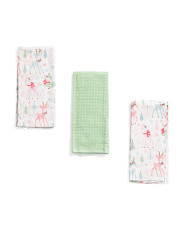 Set Of 3 Suzy Christmas Deer Kitchen Towels | Entertaining | Marshalls | Marshalls