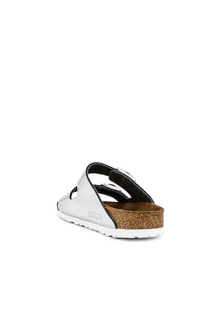 BIRKENSTOCK Arizona Soft Footbed Sandal in Metallic Silver from Revolve.com | Revolve Clothing (Global)