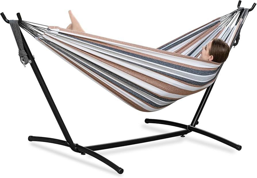 PNAEUT Double Hammocks with Stand for Outside, Portable Space Saving Heavy-Duty Steel Frame for I... | Amazon (US)