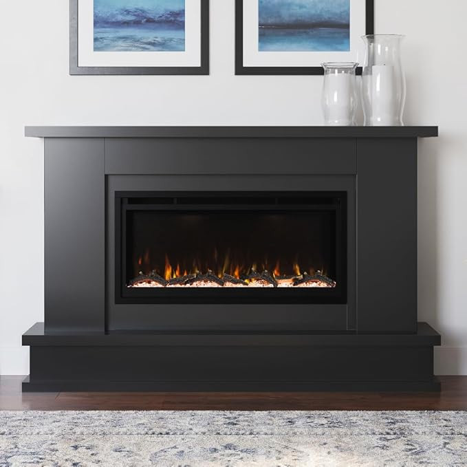 Modern Ember Patton Black Mantel Package 64" W x 42" H with 42 Inch Electric Fireplace - 5 Flame ... | Amazon (US)