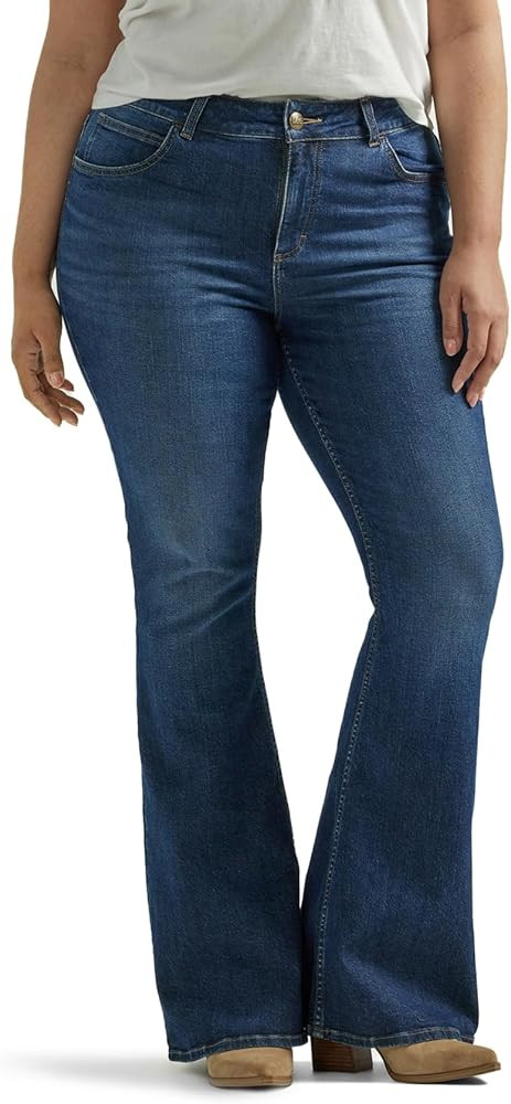 Lee Women's Plus Size Legendary Mid Rise Flare Jean | Amazon (US)
