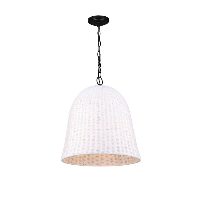 allen + roth Elizabeth Black Canopy with White Rattan Shade Modern/Contemporary Bell Pendant Ligh... | Lowe's