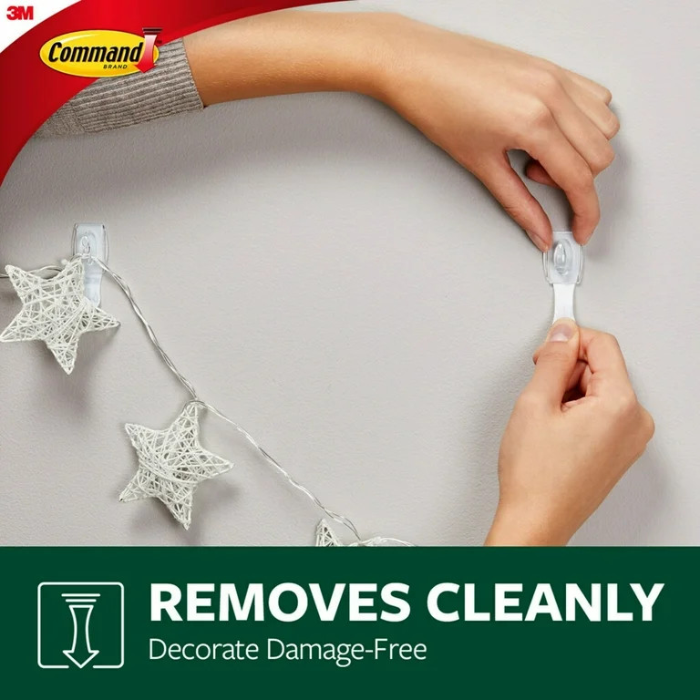 Command Indoor Outdoor Light Clips, Clear, Hang Lights, 12 Hooks, 16 Strips | Walmart (US)