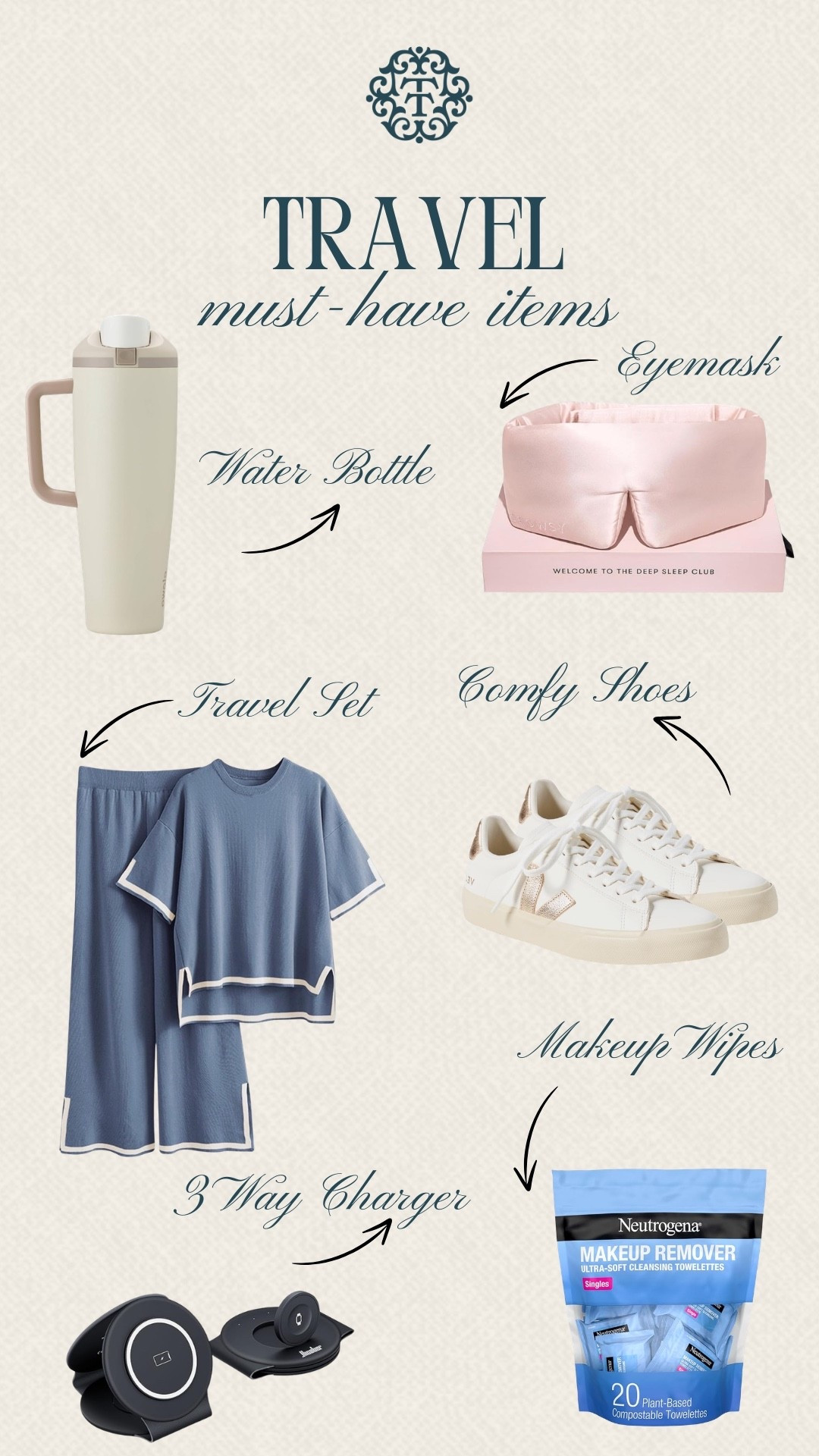 Travel must-haves you’ll be glad you packed. Think comfy sets, easy shoes, and little upgrades like an eyemask and water bottle that make a long day of travel feel better. Add in your charger and makeup wipes, and you’re set for a smooth, stress-free trip.

#LTKMidsize #LTKOver40 #LTKSeasonal