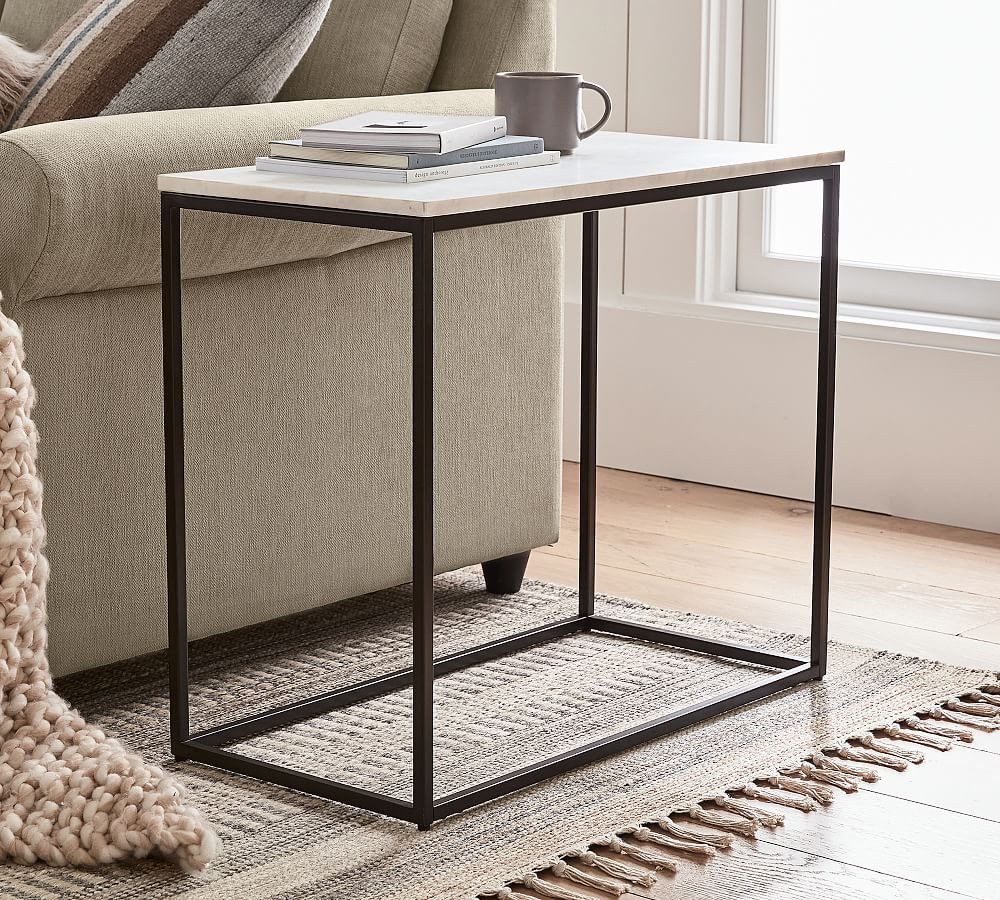 Delaney Rectangular Marble End Table (28") | Pottery Barn (US)