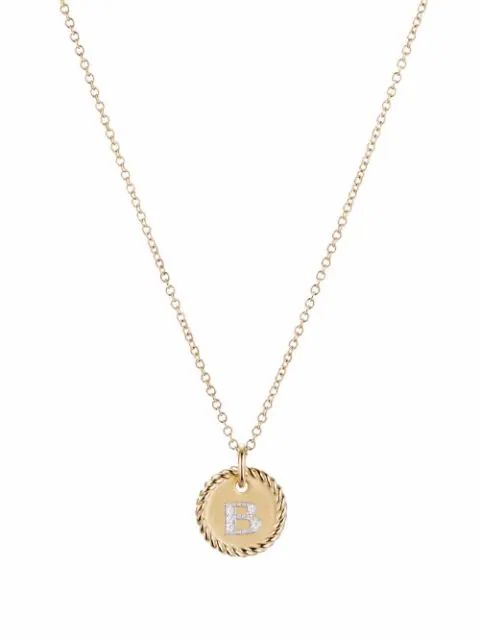18kt yellow gold Initial B diamond charm necklace | Farfetch (US)