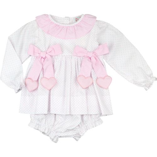 Pink Dot Pique Heart Diaper Set | Cecil and Lou