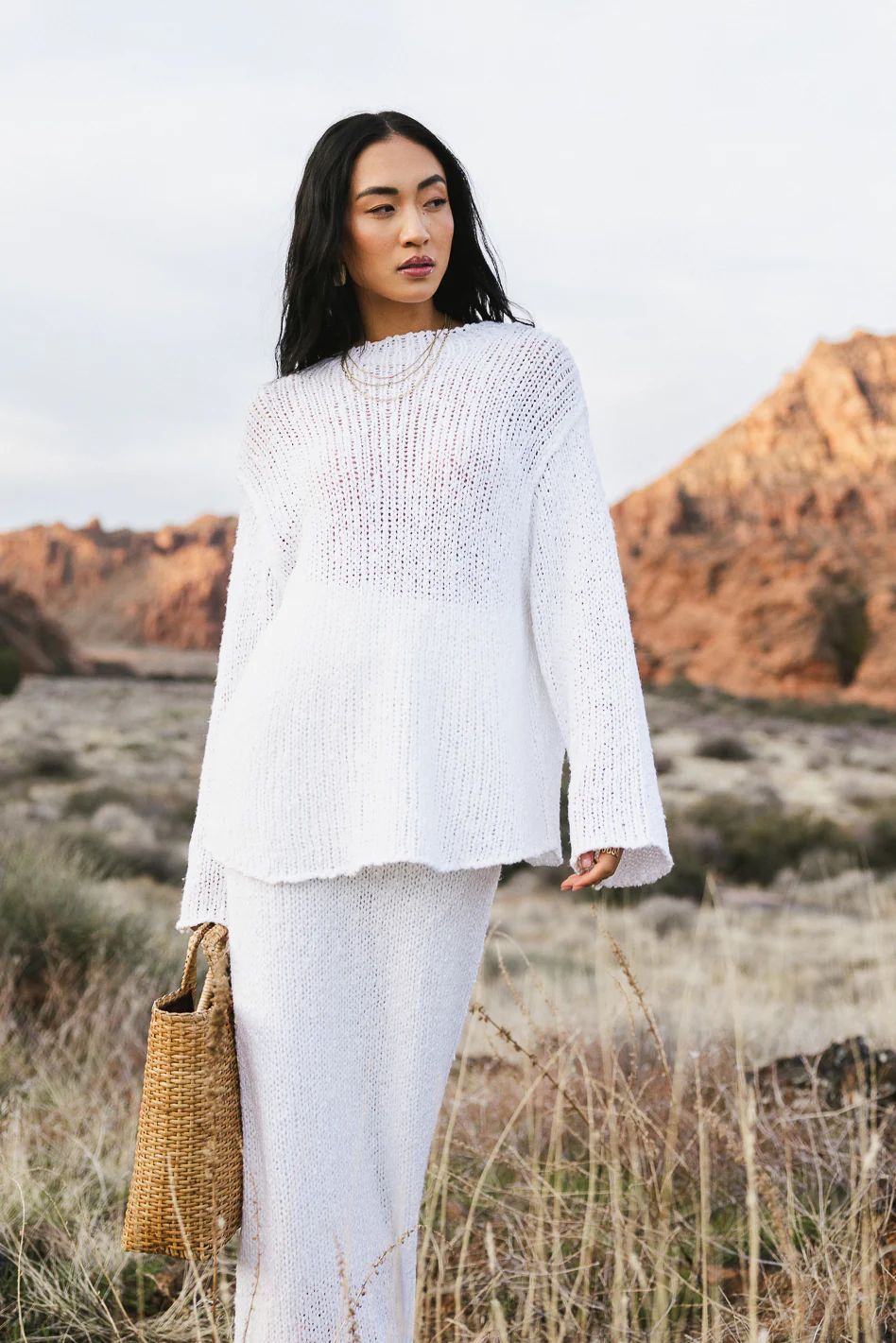 Charlotte Knit Sweater in White | Bohme