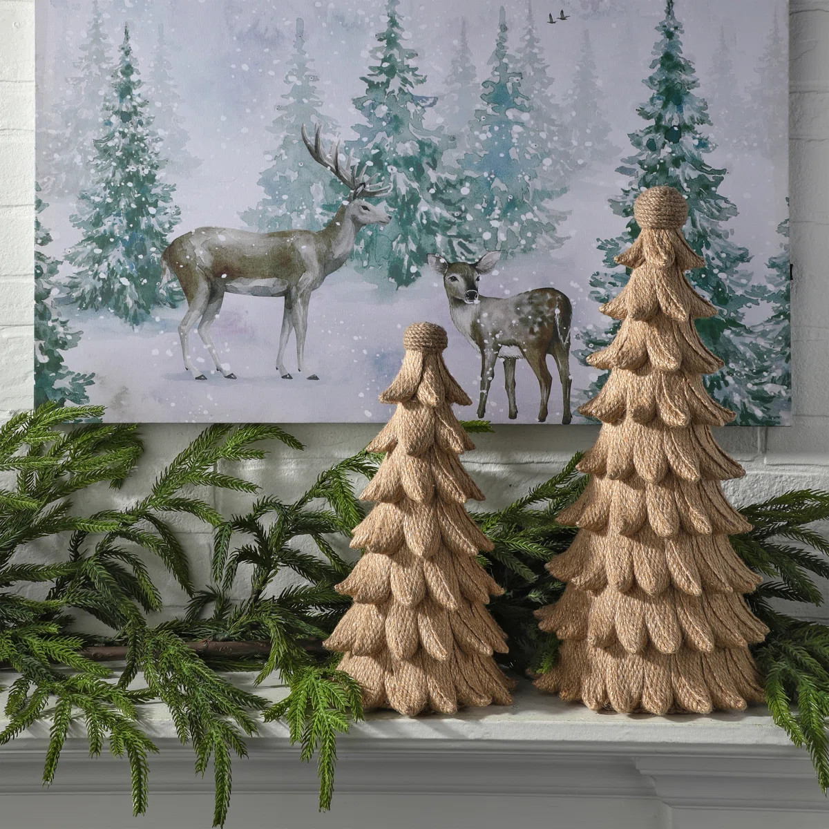 10.5-14" Woven Jute Fir Tree (Set of 2) | Wayfair North America