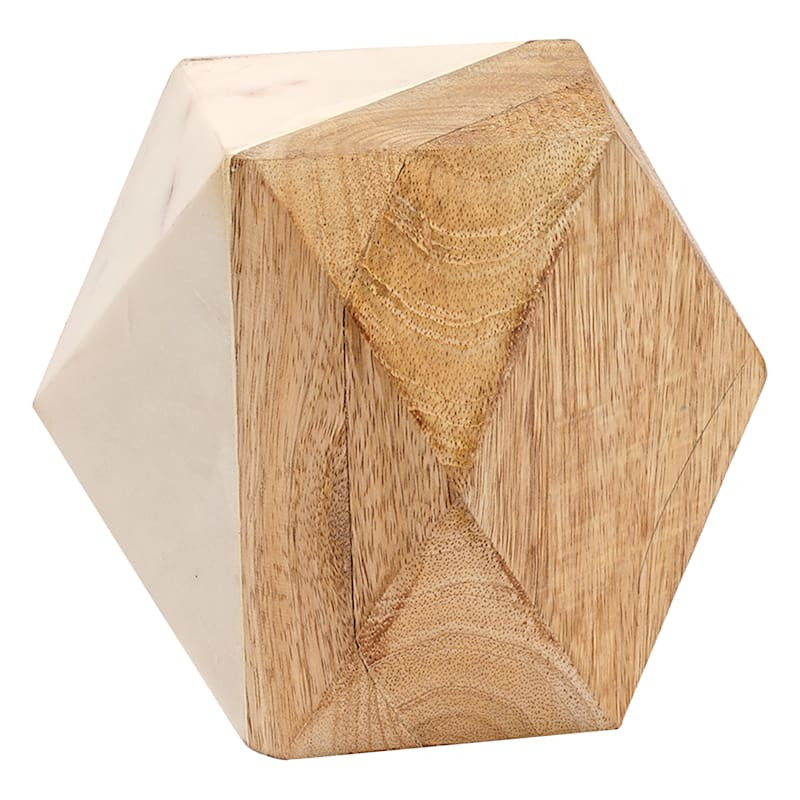 Wood & Marble Geometric Figurine, 6x5 | At Home