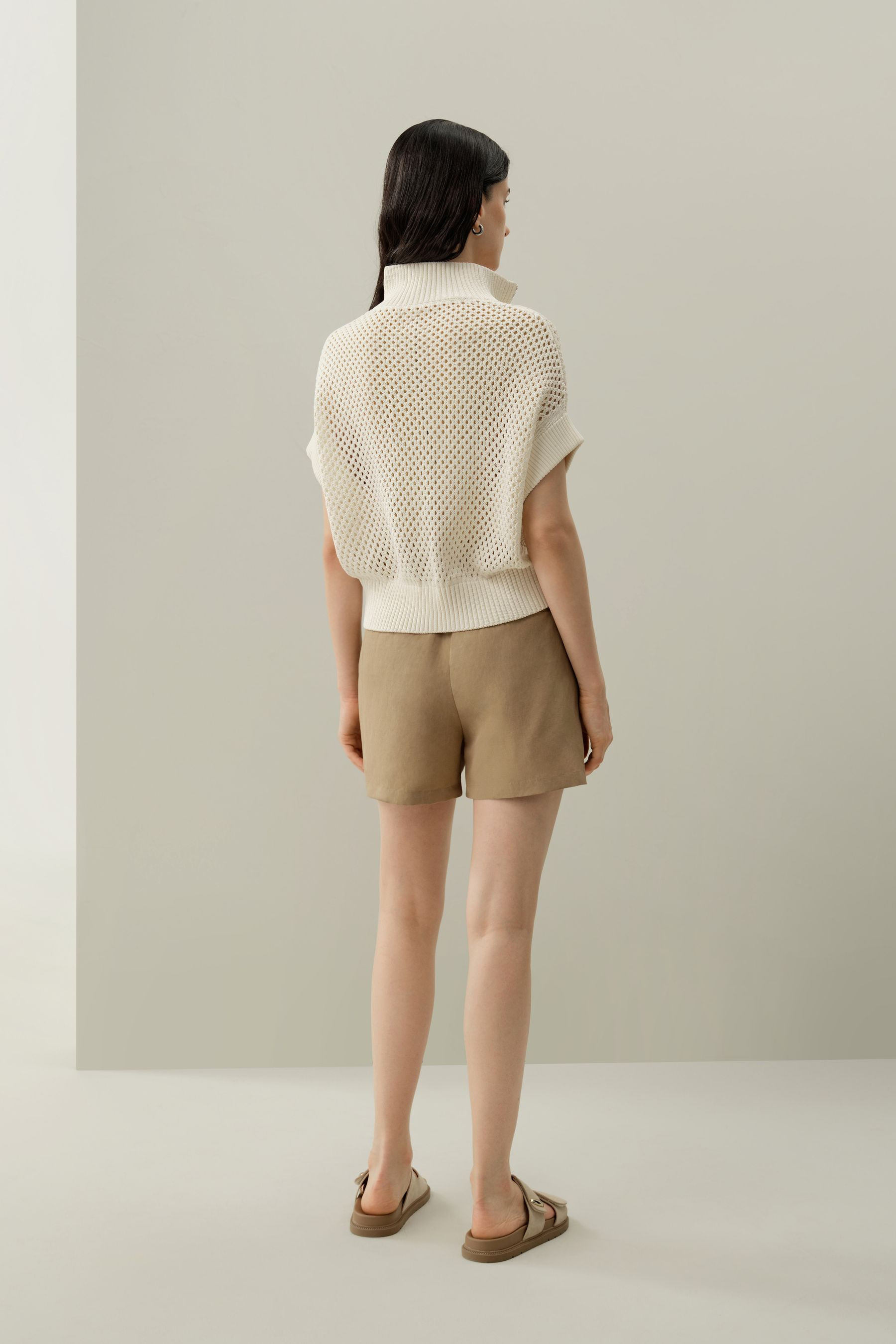 Toscana Pointelle Strickpullover mit Halbreißverschluss | LILYSILK