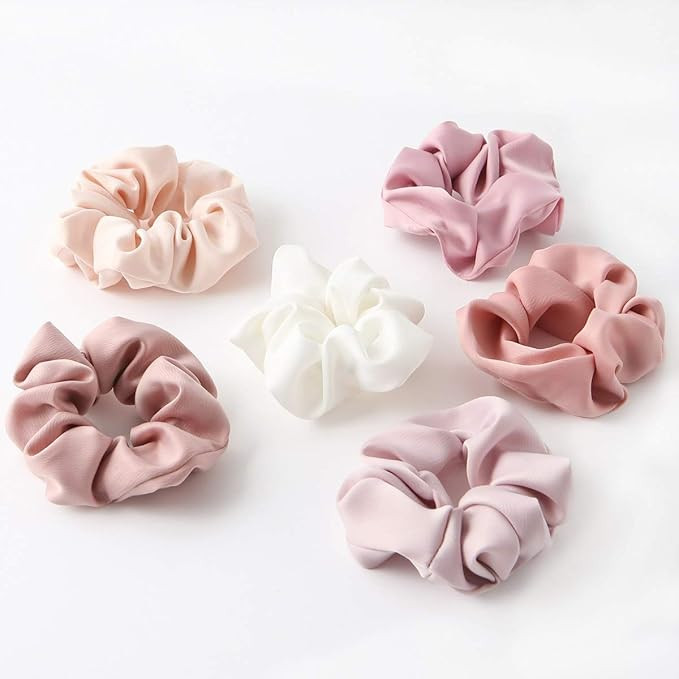 Solid Hair Scrunchies for Women Girls Pink Hair Ties Ropes Soft Cloth Scrunchy Ponytail Holdors E... | Amazon (US)