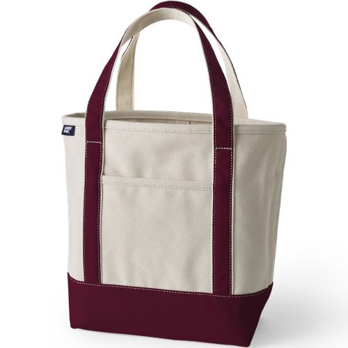 Large Natural 5 Pocket Zip Top Long Handle Canvas Tote Bag - Lands' End - Ivory | Lands' End (US)