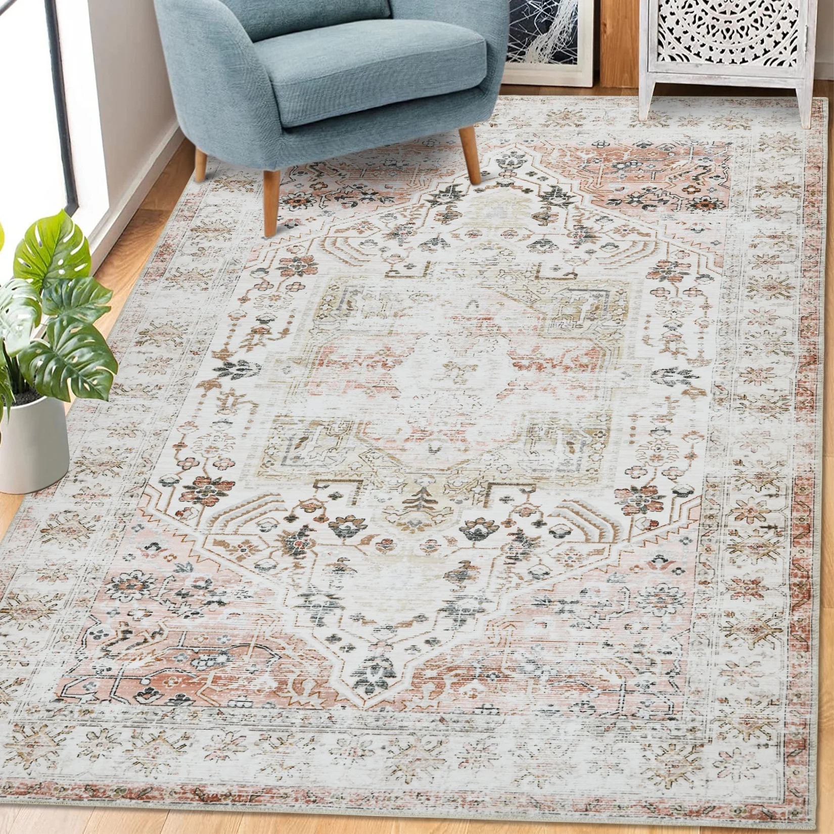 Danolapsi Area Rug Living Room Rugs - 8x10 Large Machine Washable Boho Thin Carpets Vintage Rug L... | Walmart (US)
