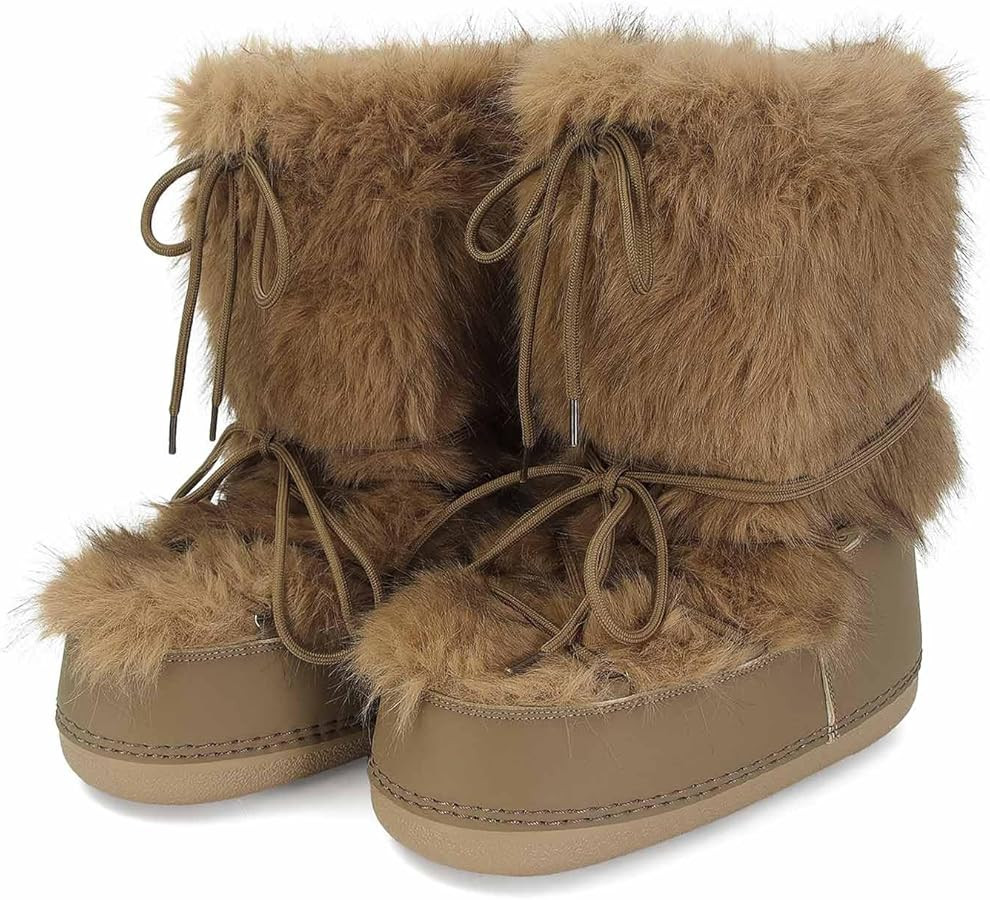 Faux Fur Boots for Women Platform Fuzzy Fluffy Furry Boots Winter Snow Boot Cute Comfort Warm Sho... | Amazon (US)