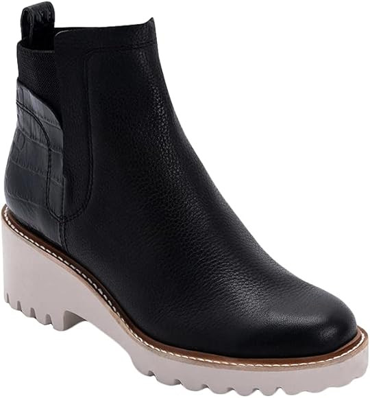 Womens Platform Lug Sole Chelsea Boots Ankle High Chunky Block Heel Non-Slip Suede Leather Slip o... | Amazon (US)