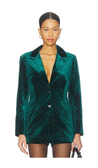 Velvet Blazer in Green | Revolve Clothing (Global)
