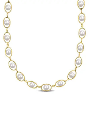 DELMAR 8-8.5mm Freshwater Cultured Pearl Necklace in White at Nordstrom Rack | Nordstrom Rack