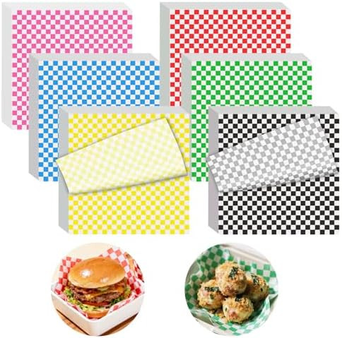 120pcs Wax Paper Sheets for Food, 12x12" Variety Pack Checkered Sandwich Wrapping Paper, Greasepr... | Amazon (US)