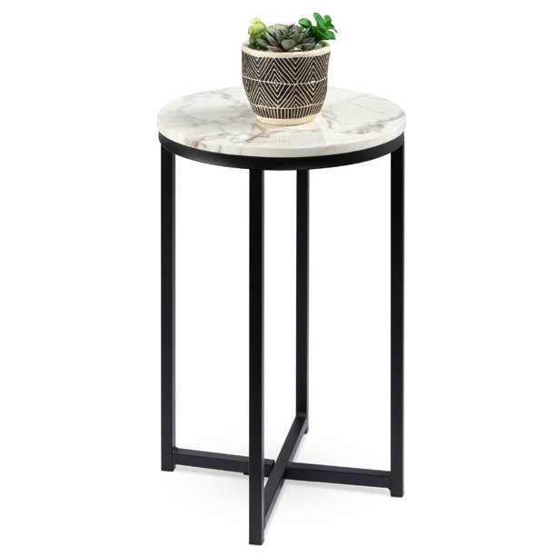 Best Choice Products 16in Faux Marble Modern Round Living Room Accent Side Table w/ Metal Frame -... | Walmart (US)