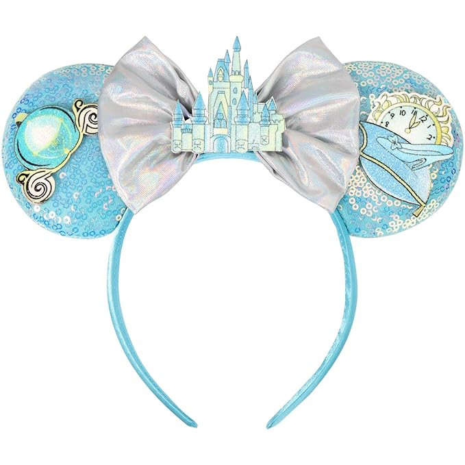 Mouse Ears Headband, Sparkle Bow Hairband for Women Girls, Sequin Hair Beauty Accessories (Castle... | Amazon (US)