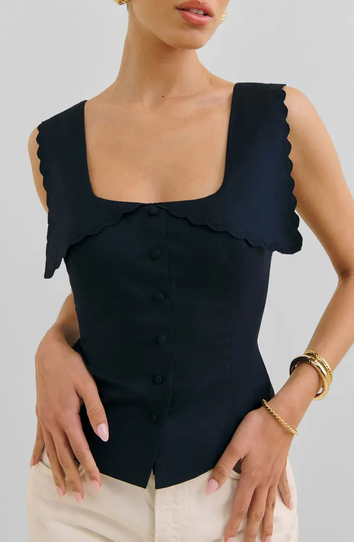 Reformation Juliane Square Neck Stretch Cotton Button-Up Shirt | Nordstrom | Nordstrom