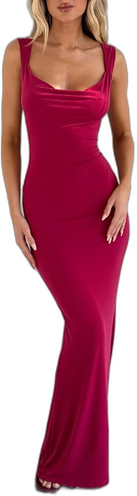 Tiger Mist Women’s Zita Backless Maxi Dress - Elegant Cowl Neck Long Evening Gown with Bow Deta... | Amazon (US)