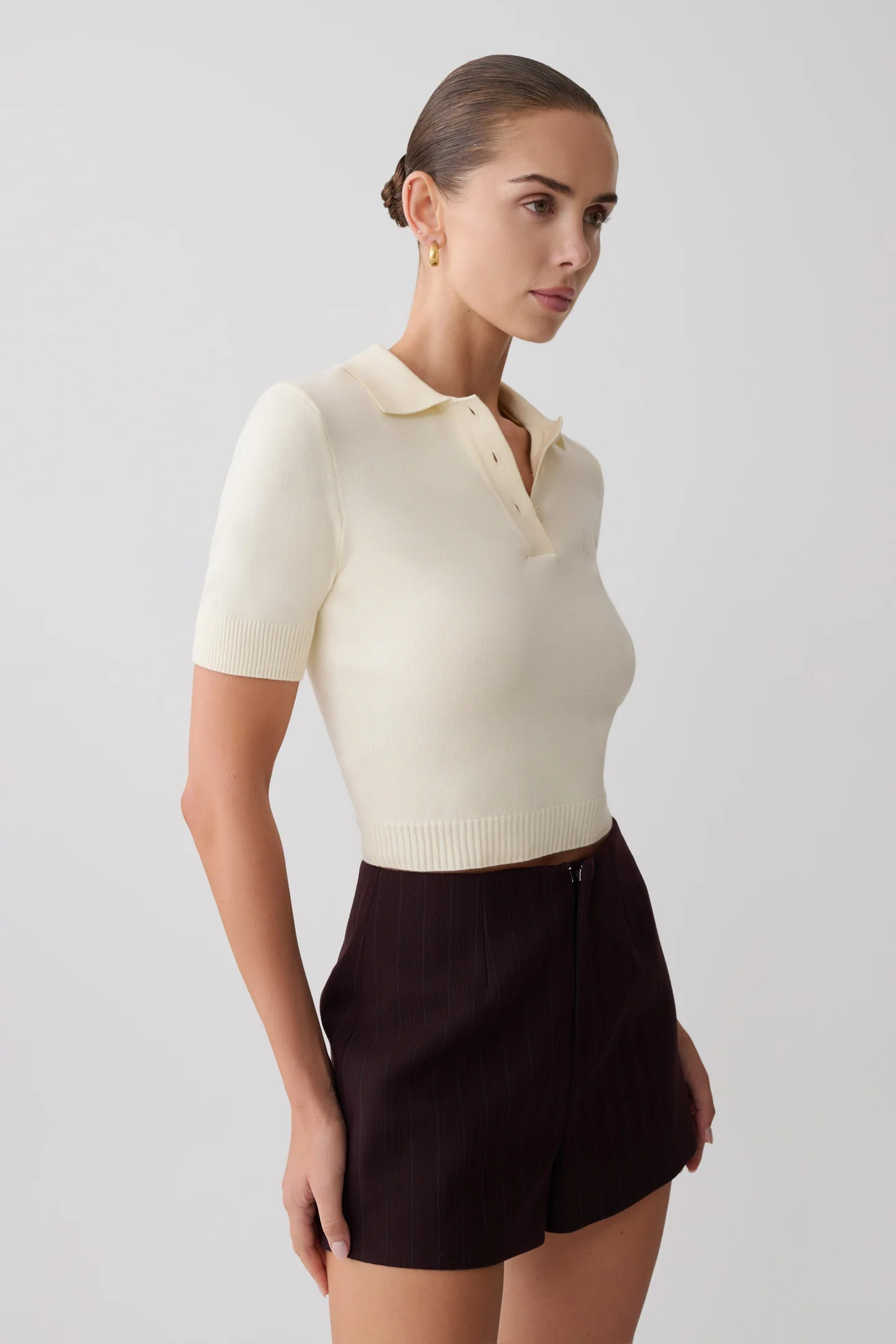Philly Knit Button Up Top - Ivory | MESHKI US