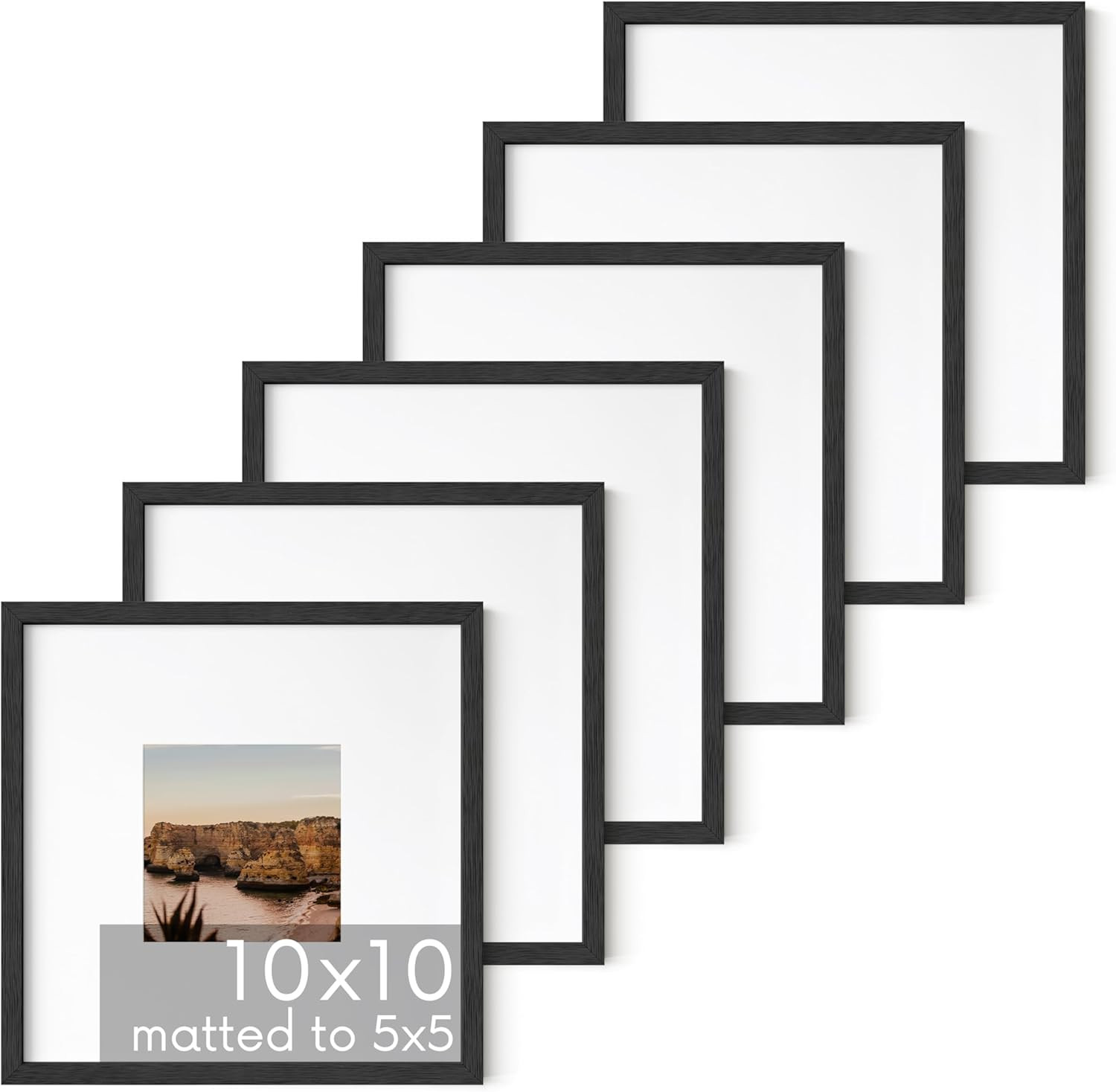 HAUS AND HUES Solid Oak Wood 10”x10” Picture Frames Matted to 5”x5” Set of 6-10x10 Frames... | Amazon (US)