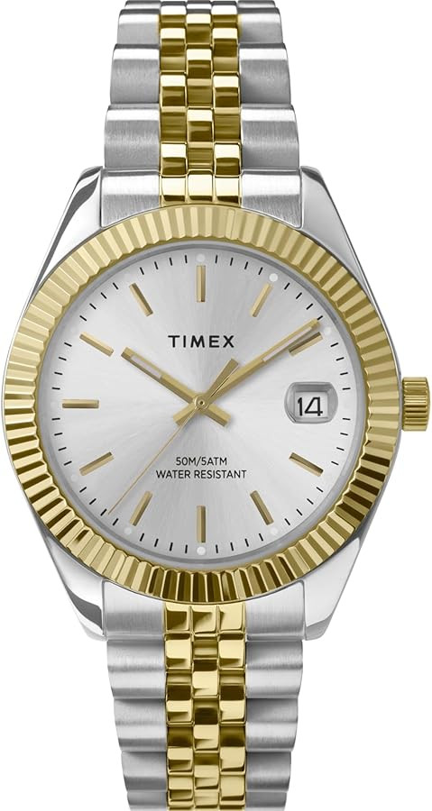Timex Women's Legacy 34mm Watch - Two-Tone Bracelet Silver-Tone Dial Two-Tone Case | Amazon (US)