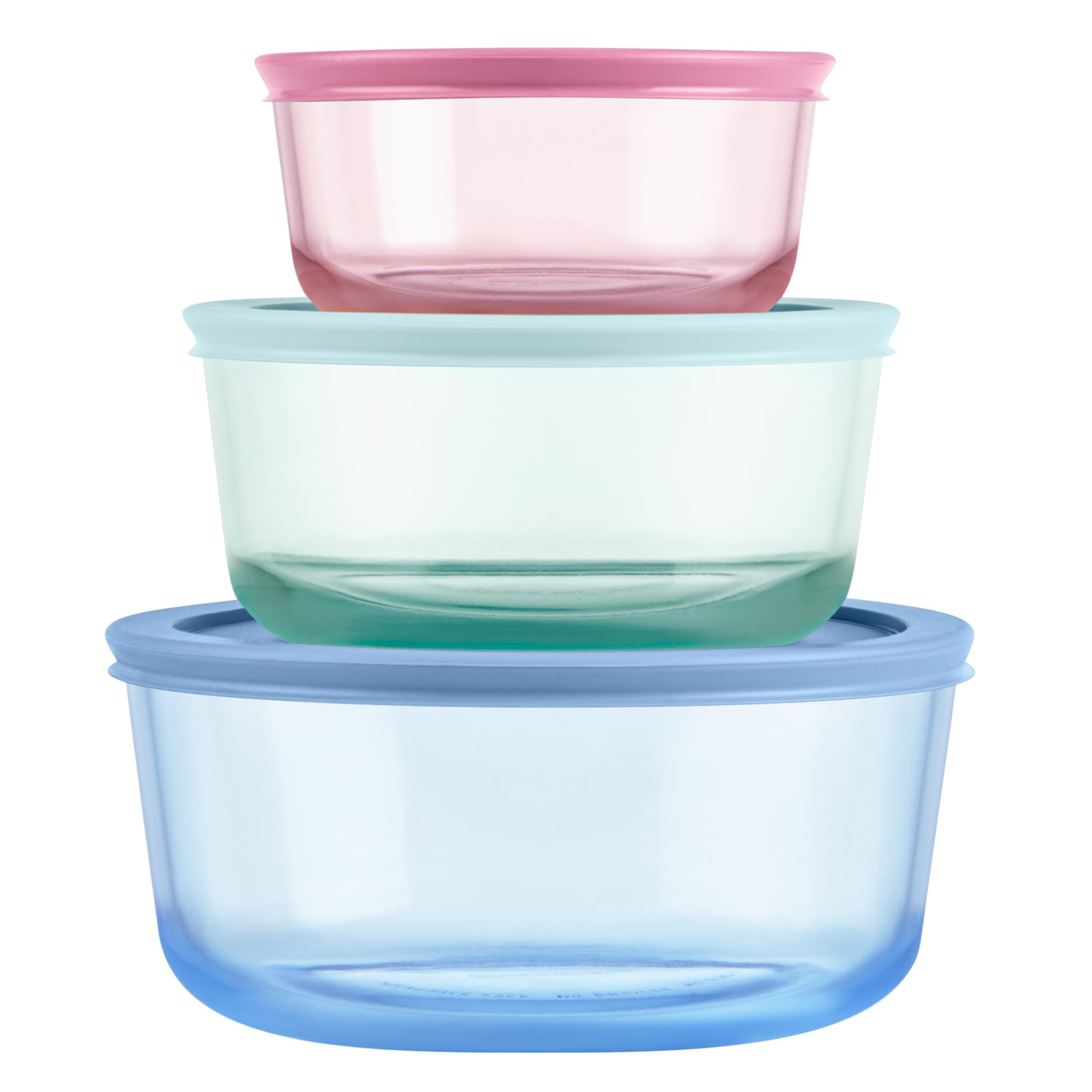 Pyrex Colors (3-Pack, Medium) Tinted Glass Round Food Storage Container Set, Snug Fit Non-Toxic P... | Amazon (US)