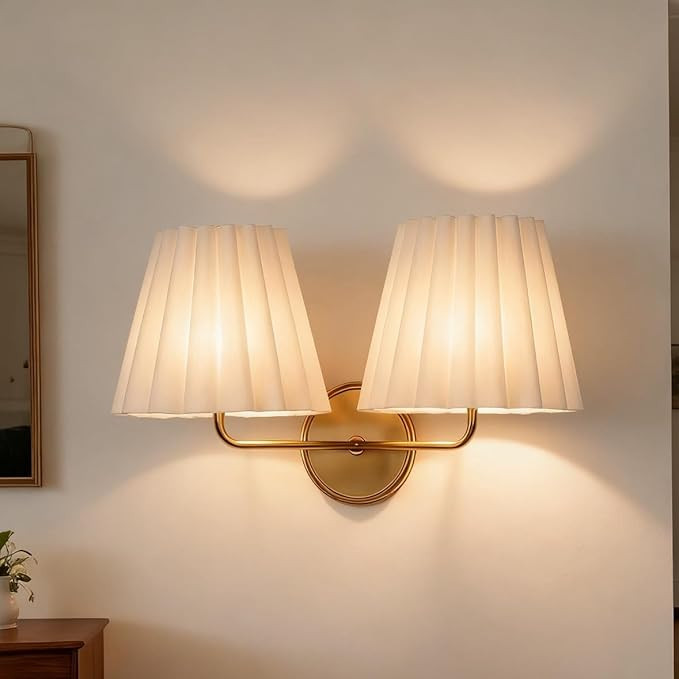 Modern Brass Double Sconce for Transitional Decor - Hardwired Lighting, Modern Design, Wall Light... | Amazon (US)