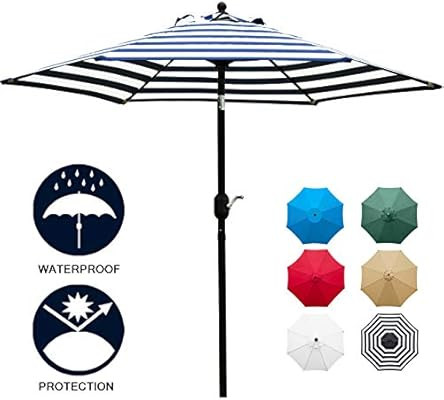 Sunnyglade 7.5' Patio Umbrella Outdoor Table Market Umbrella with Push Button Tilt/Crank, 6 Ribs ... | Amazon (US)