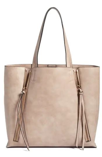 Chelsea28 Leigh Faux Leather Tote & Zip Pouch - Grey | Nordstrom