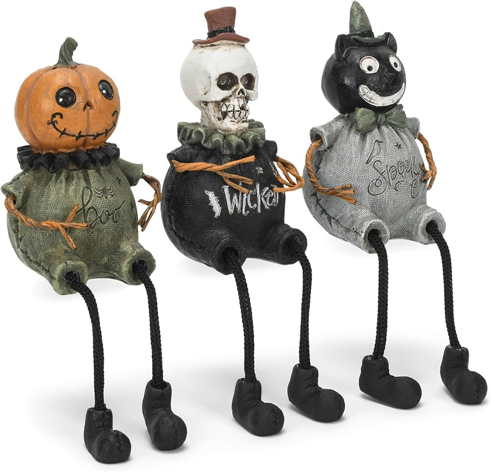 Transpac Boo Wicked Spooky Green 7.5 x 2.25 Resin Decorative Tabletop Figurine Shelf Sitter Set 3 | Amazon (US)