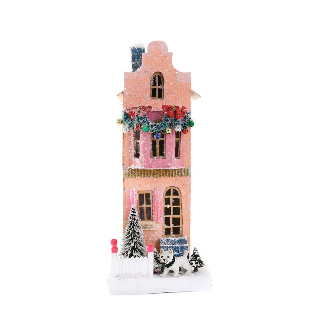 Cody Foster & Co Pink Townhouse 11" Paper Maché Village Collectible Building | Etsy (US)