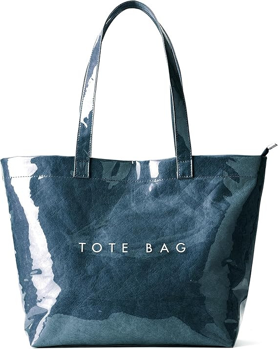 KALIDI PVC Zipper Tote Bag, Kraft Paper Beach Bag Large Hobo Carry All Travel Shopping Handbag Pl... | Amazon (US)