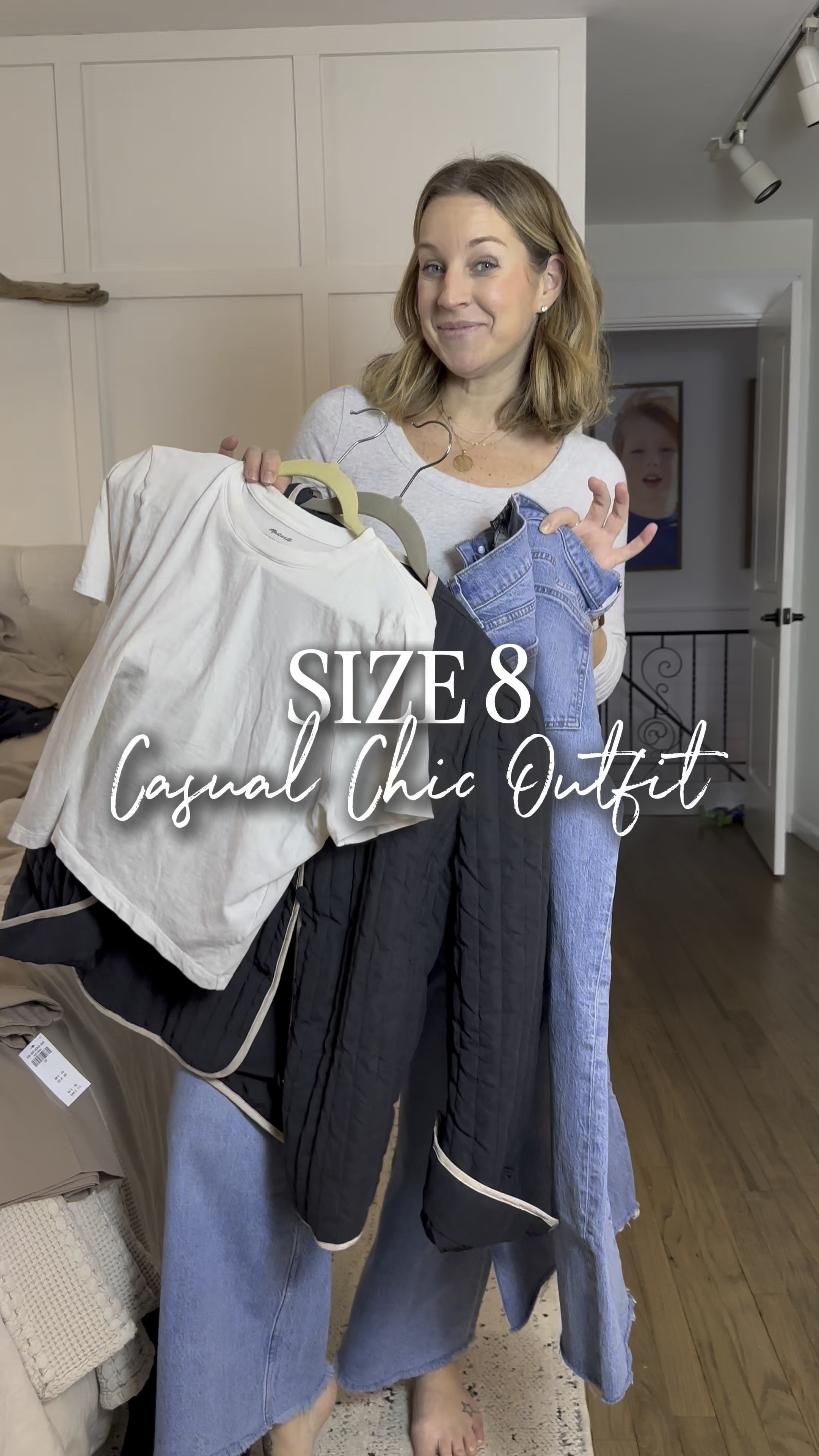 Winter outfit that’s perfect for when the weather starts to turn! Small tee, I’m in a size 28 jeans but I’d recommend staying with your true size. Large jacket that’s way too big. Stay tts there too! Size down 1 for a tighter fit. But it’s super soft and quilted with cute puff shoulders  

#LTKFindsUnder50 #LTKStyleTip #LTKWatchNow