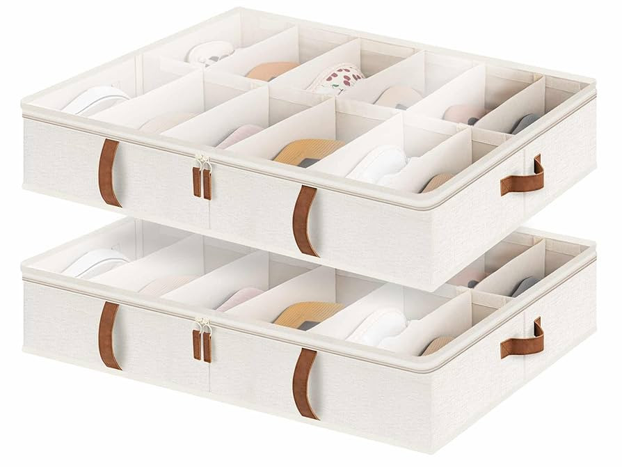 StorageWorks Shoe Organizer Under Bed for Closet, 2-Pack Ultra-thick Fabric Shoe Storage Containe... | Amazon (US)