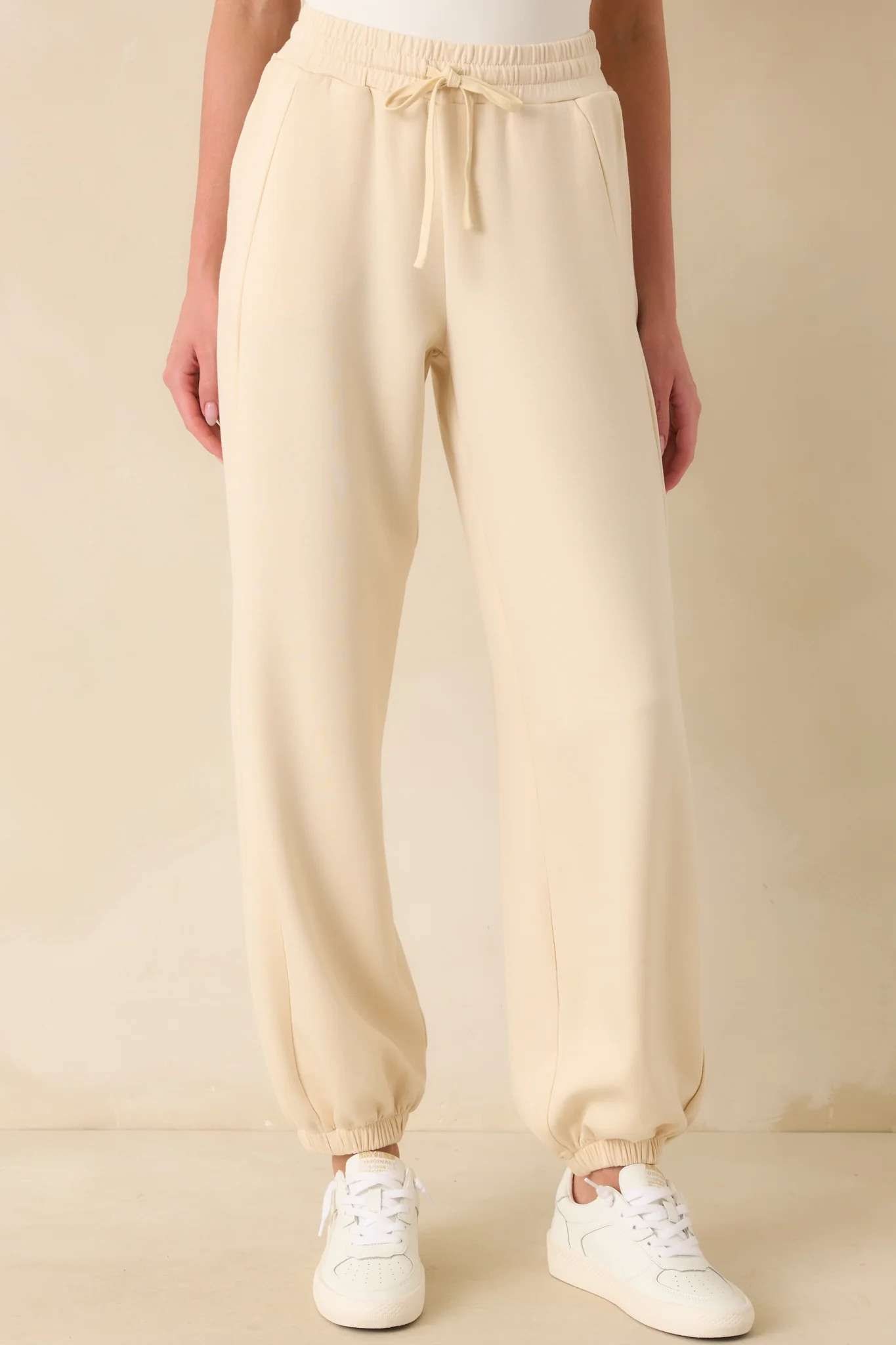 Running Errands Ecru Beige Joggers | Red Dress