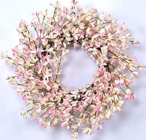 Pink Forsythia Door Wreath 24 Inch Winter Front Door Wreath Blossom Cluster Flower Farmhouse Wrea... | Amazon (US)