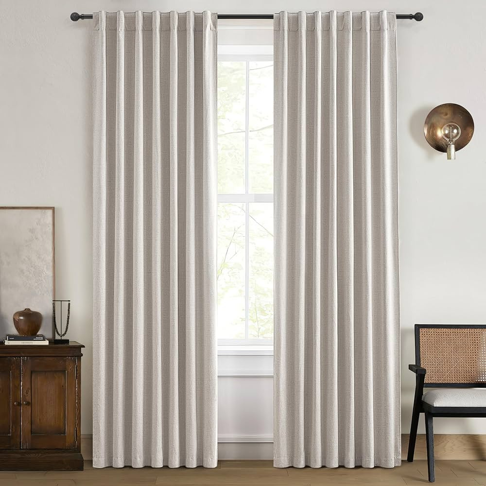 100% Blackout Curtains 84 Inch Length 2 Panels Set Farmhouse Style for Bedroom Windows/Living Roo... | Amazon (US)