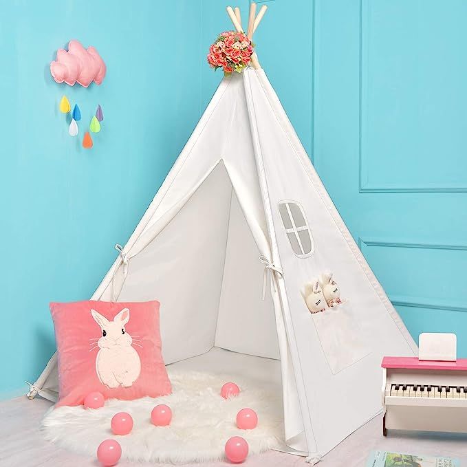 Sumerice Teepee Tent for Kids Toy with Carry Case, 100% Natural Cotton Canvas Children Playhouse,... | Amazon (US)