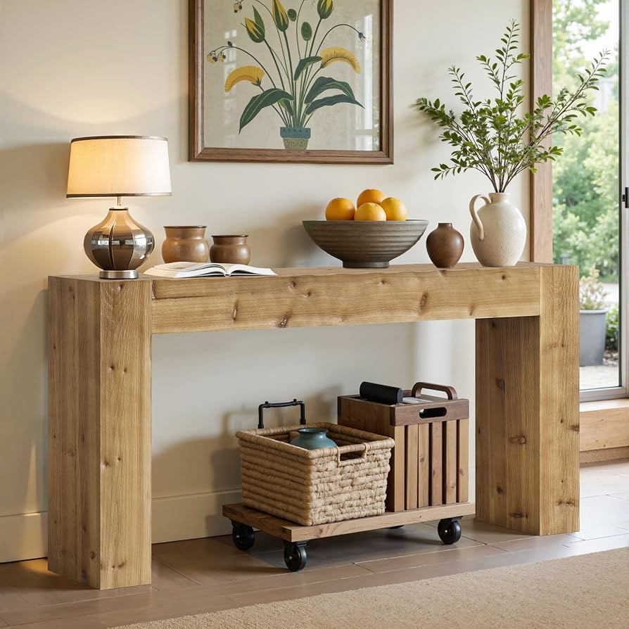 Tribesigns 63-Inch Solid Wood Console Sofa Table, Farmhouse Long Entryway Table Behind Couch for ... | Amazon (US)