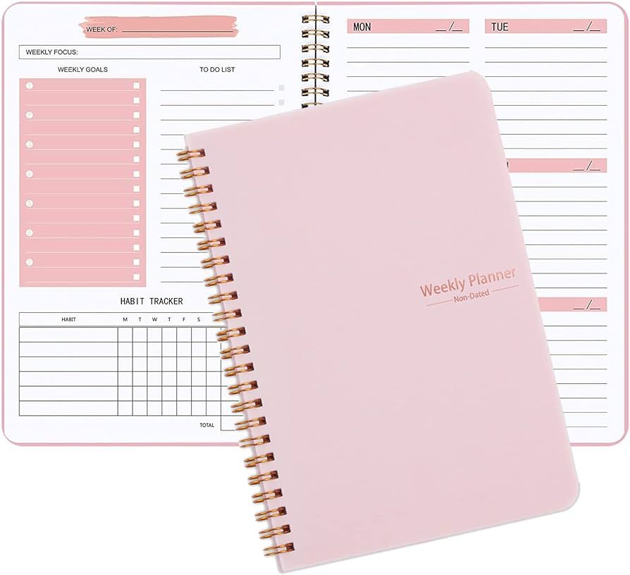 Weekly Planner Notebook, Undated A5 Planner Notebook Daily Planner To Do List Diary,Weekly Goals ... | Amazon (UK)