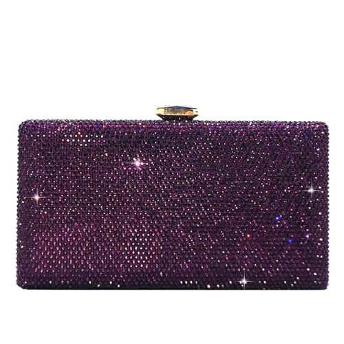 Boutique De FGG Purple Crystal Evening Bags for Women Formal Party Box Clutch Wedding Rhinestone Handbags Bridal Clutch Purse,Mini | Amazon (US)